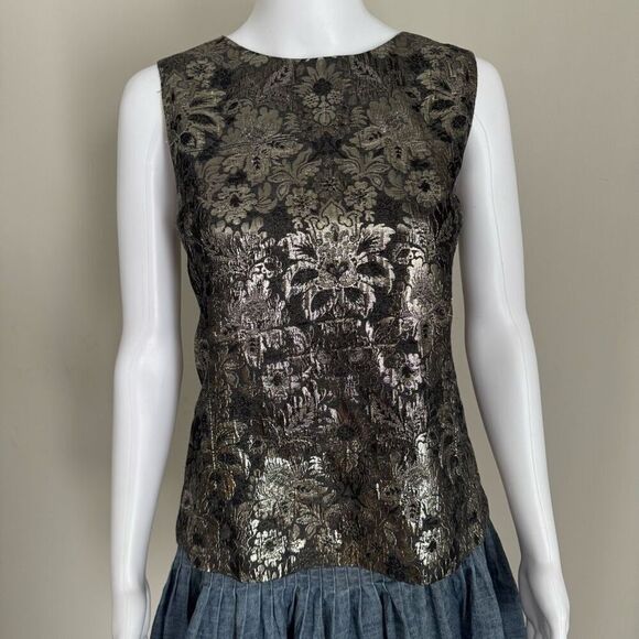 DKNY Metallic Damask Top Size 12 - Picture 2 of 9